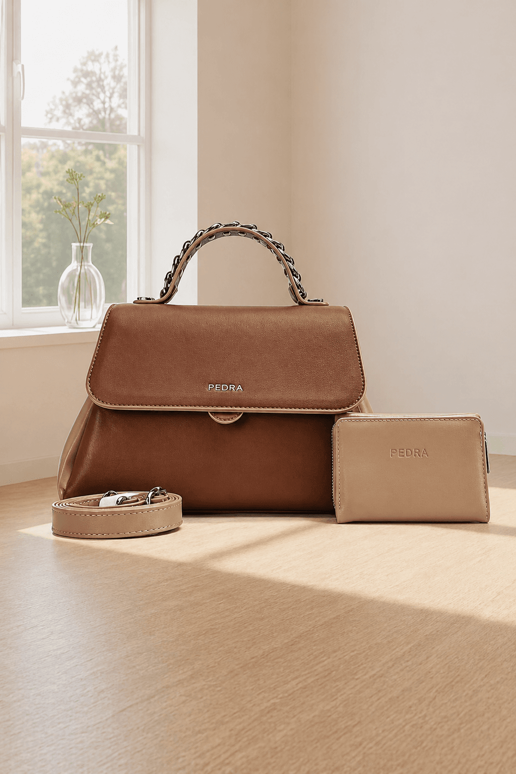 Sac à Main de Luxe en Cuir "PEDRA" avec Portefeuille Assorti